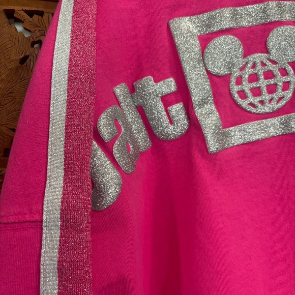 Spirit Jersey Disney World Disney Parks Bright Pink Silver Accents Womens Large - Picture 2 of 10